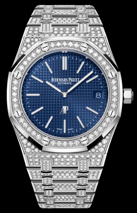 16202BC.ZZ.1241BC.02 Fake Audemars Piguet Royal Oak Extra-Thin White Gold Blue watch